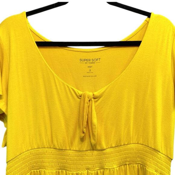Torrid Yellow Super Soft Tie Front Keyhole Babydoll Top Size 2 2XL - Picture 10 of 11
